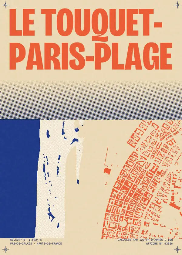 Affiche de Le Touquet-Paris-Plage, calculée par 123-fr d'après l'IGN