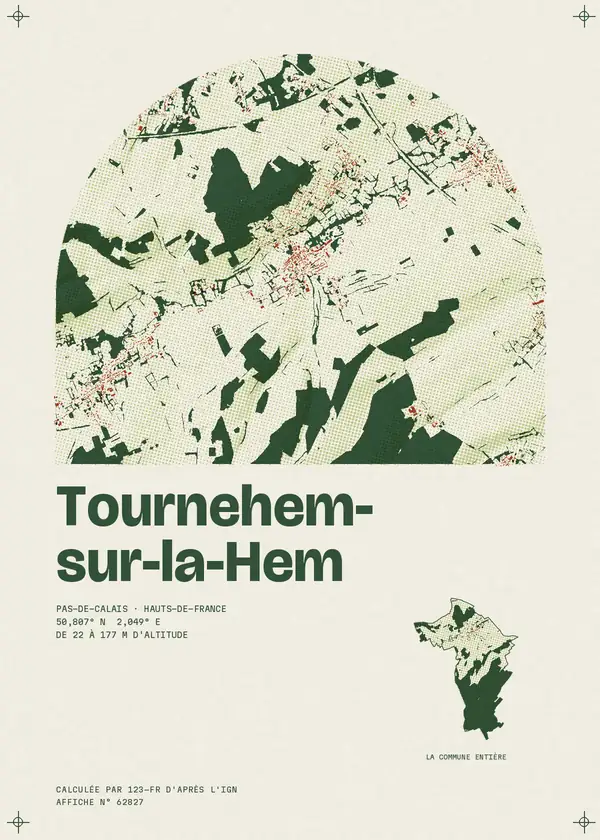 Affiche de Tournehem-sur-la-Hem, calculée par 123-fr d'après l'IGN