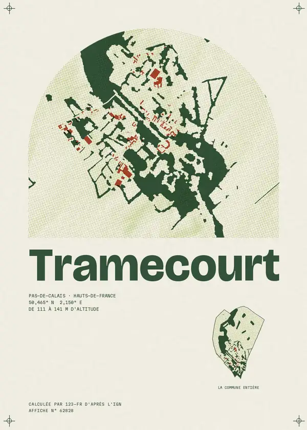 Affiche de Tramecourt, calculée par 123-fr d'après l'IGN