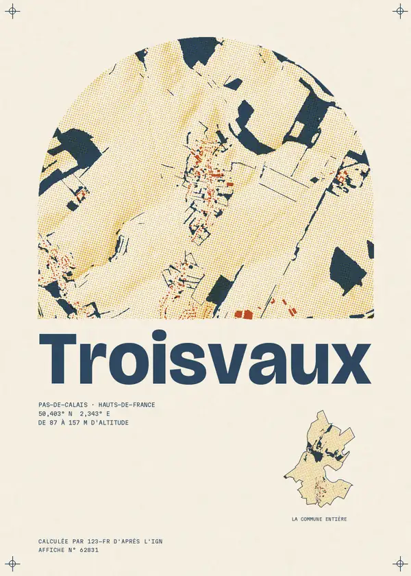 Affiche de Troisvaux, calculée par 123-fr d'après l'IGN