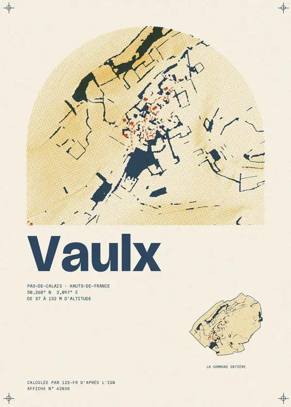 Affiche de Vaulx, calculée par 123-fr d'après l'IGN