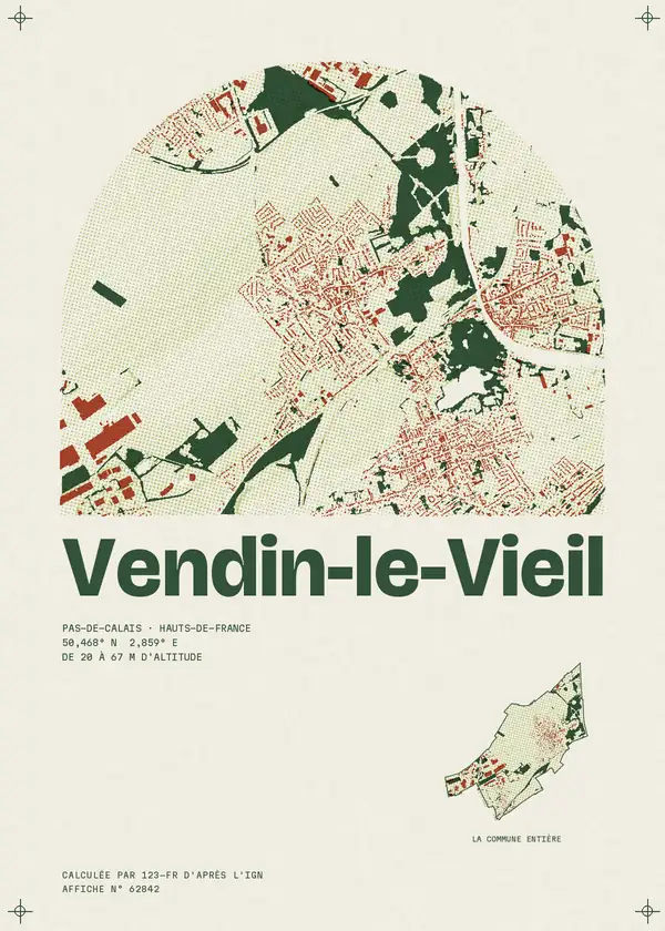 Affiche de Vendin-le-Vieil, calculée par 123-fr d'après l'IGN