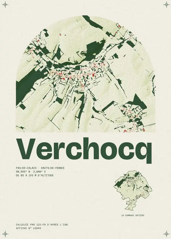 Affiche de Verchocq, calculée par 123-fr d'après l'IGN