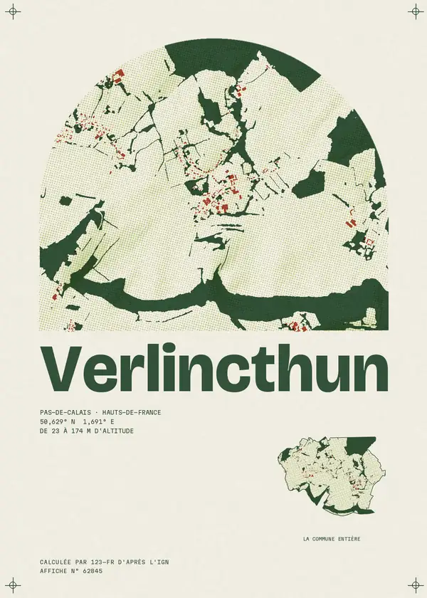 Affiche de Verlincthun, calculée par 123-fr d'après l'IGN