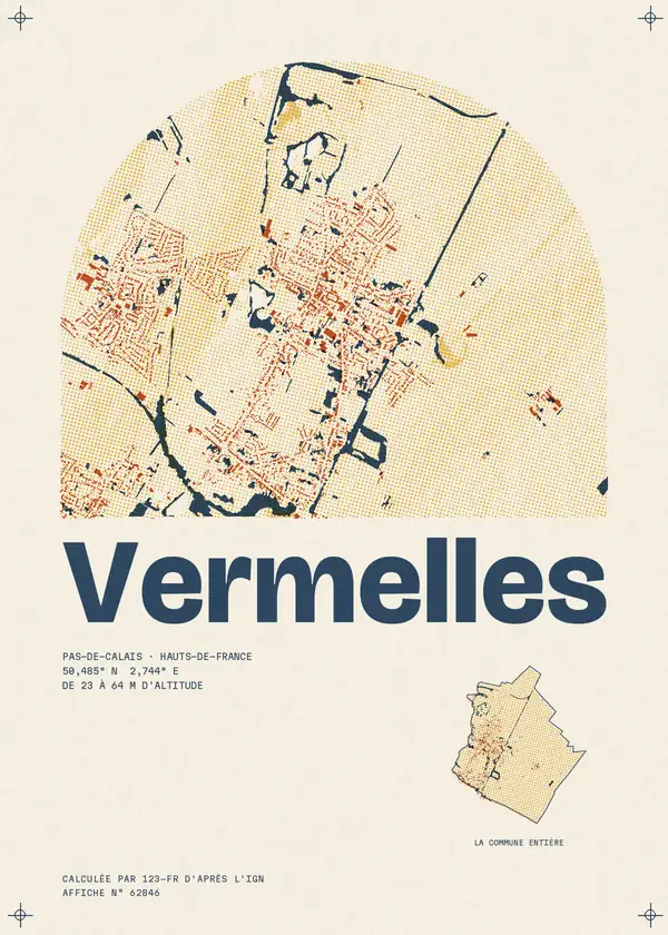 Affiche de Vermelles, calculée par 123-fr d'après l'IGN