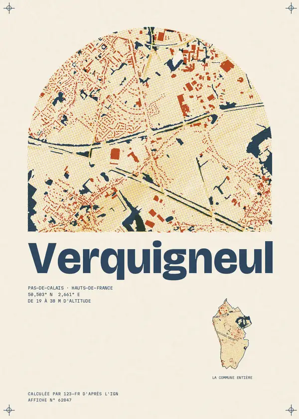 Affiche de Verquigneul, calculée par 123-fr d'après l'IGN