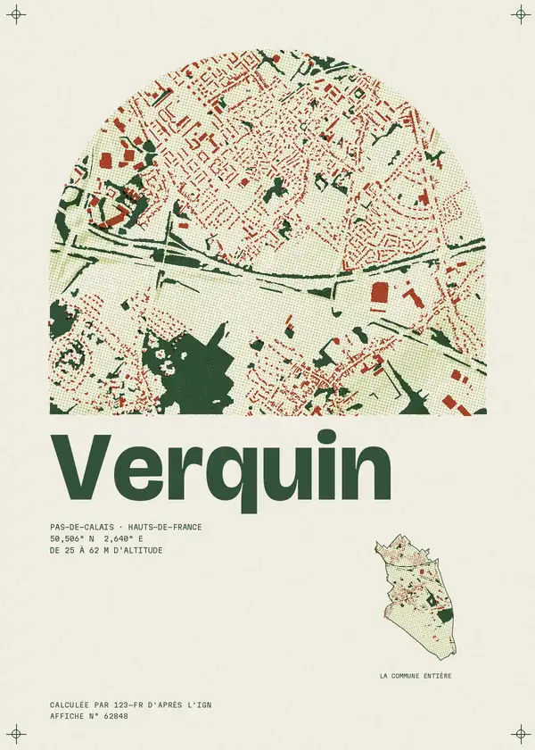 Affiche de Verquin, calculée par 123-fr d'après l'IGN