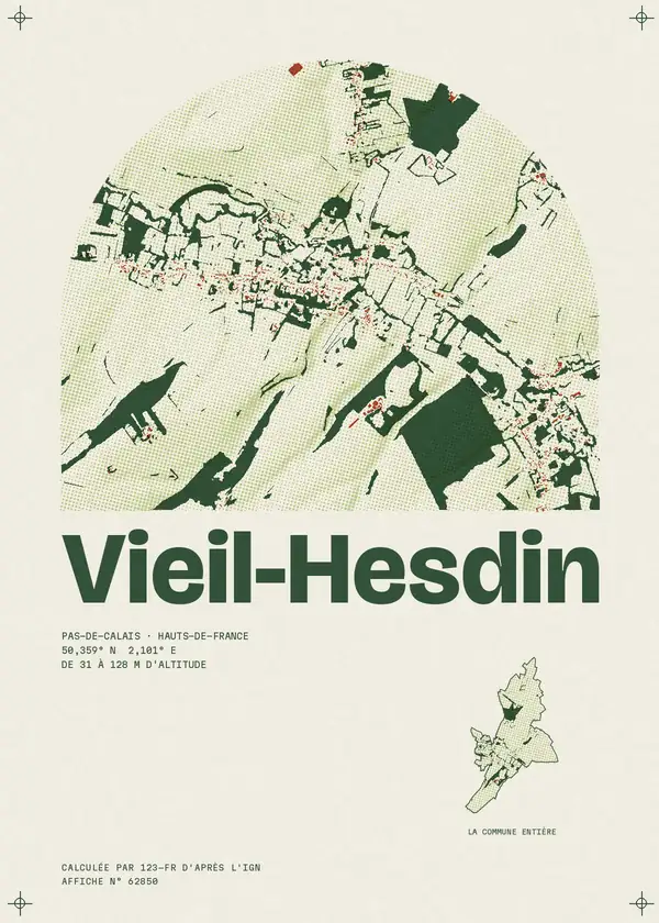 Affiche de Vieil-Hesdin, calculée par 123-fr d'après l'IGN