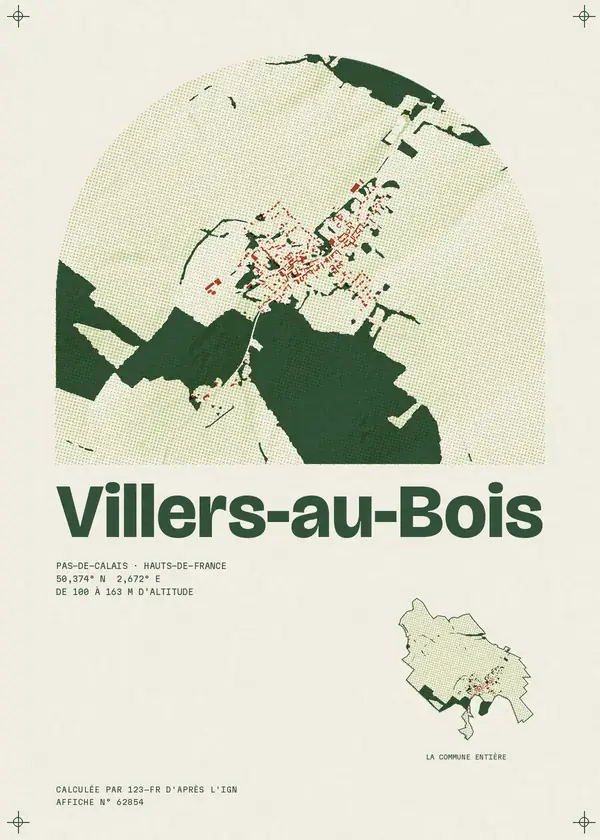 Affiche de Villers-au-Bois, calculée par 123-fr d'après l'IGN