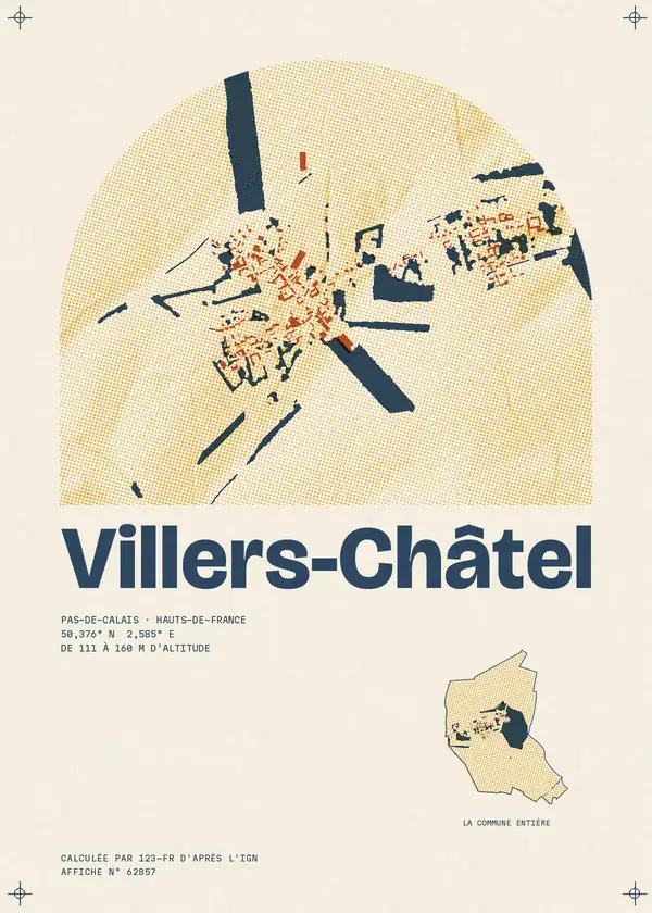 Affiche de Villers-Châtel, calculée par 123-fr d'après l'IGN