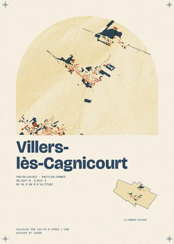Affiche de Villers-lès-Cagnicourt, calculée par 123-fr d'après l'IGN