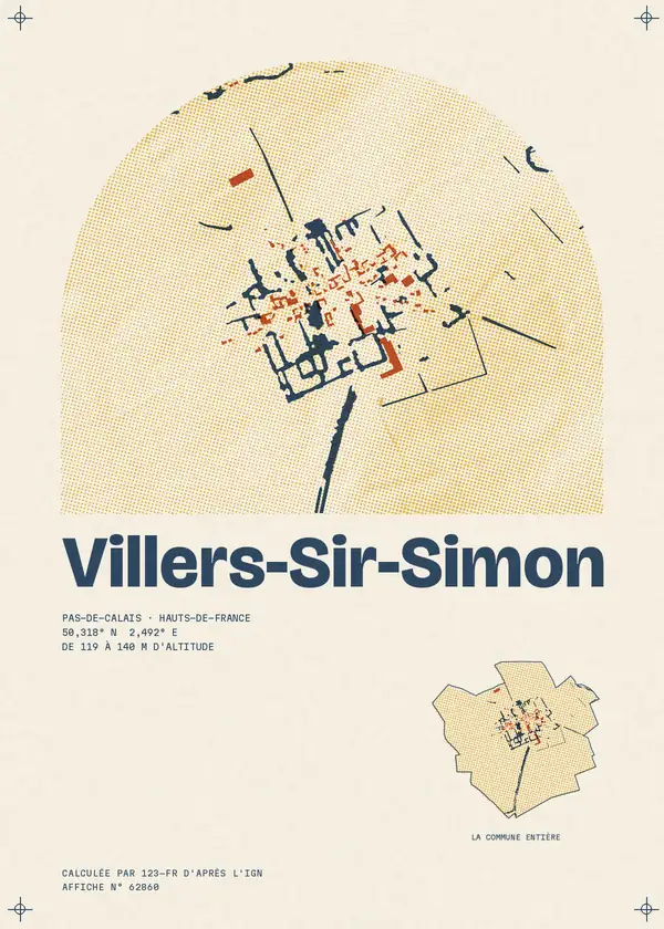 Affiche de Villers-Sir-Simon, calculée par 123-fr d'après l'IGN