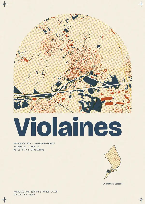 Affiche de Violaines, calculée par 123-fr d'après l'IGN