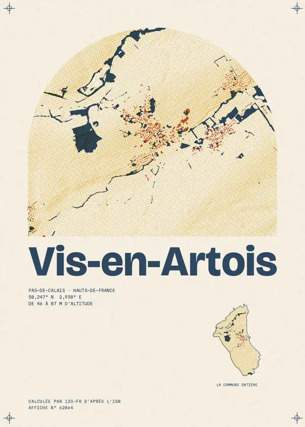Affiche de Vis-en-Artois, calculée par 123-fr d'après l'IGN