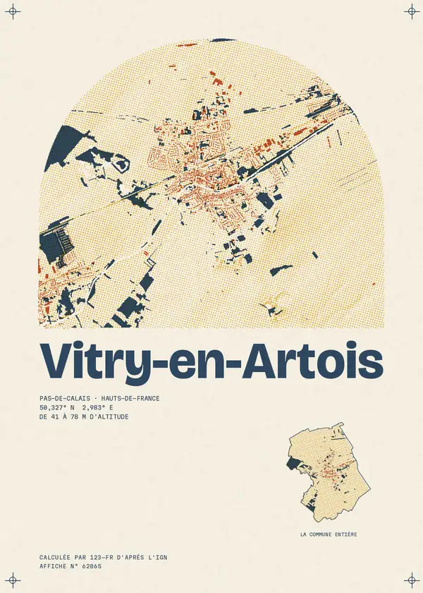 Affiche de Vitry-en-Artois, calculée par 123-fr d'après l'IGN