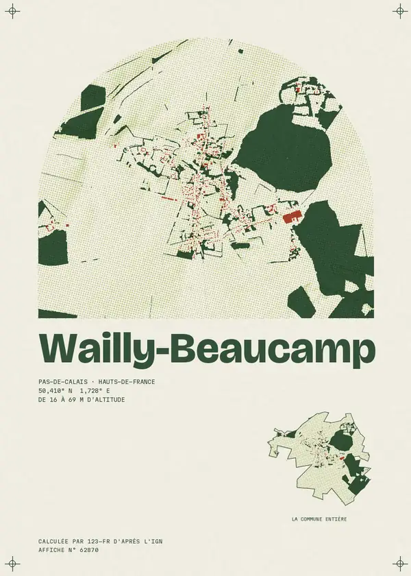 Affiche de Wailly-Beaucamp, calculée par 123-fr d'après l'IGN