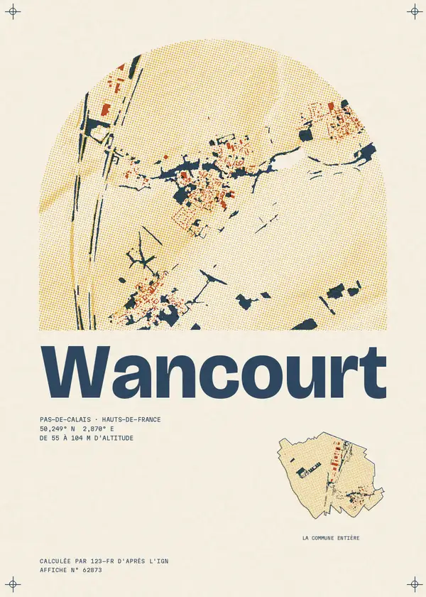 Affiche de Wancourt, calculée par 123-fr d'après l'IGN