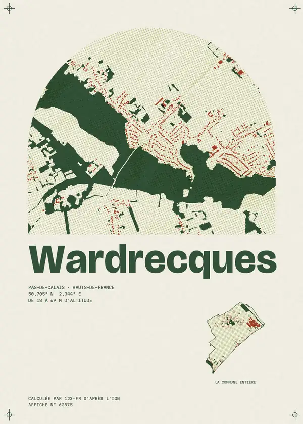 Affiche de Wardrecques, calculée par 123-fr d'après l'IGN