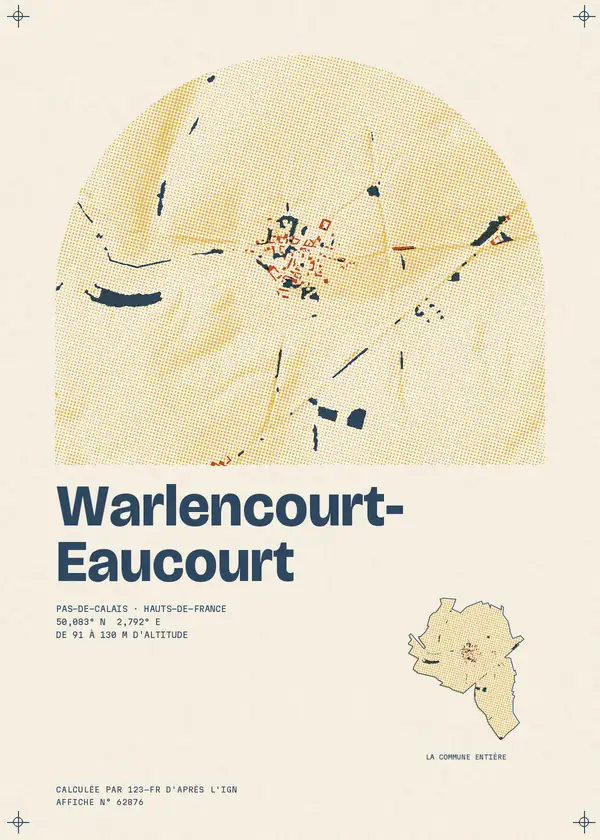 Affiche de Warlencourt-Eaucourt, calculée par 123-fr d'après l'IGN