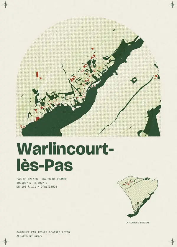 Affiche de Warlincourt-lès-Pas, calculée par 123-fr d'après l'IGN