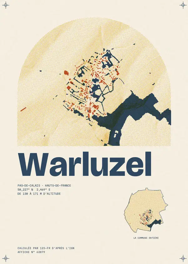 Affiche de Warluzel, calculée par 123-fr d'après l'IGN