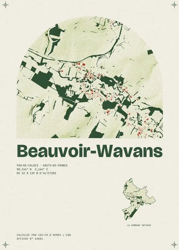 Affiche de Beauvoir-Wavans, calculée par 123-fr d'après l'IGN