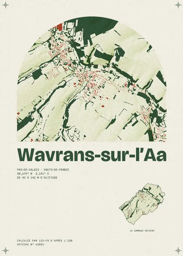 Affiche de Wavrans-sur-l'Aa, calculée par 123-fr d'après l'IGN