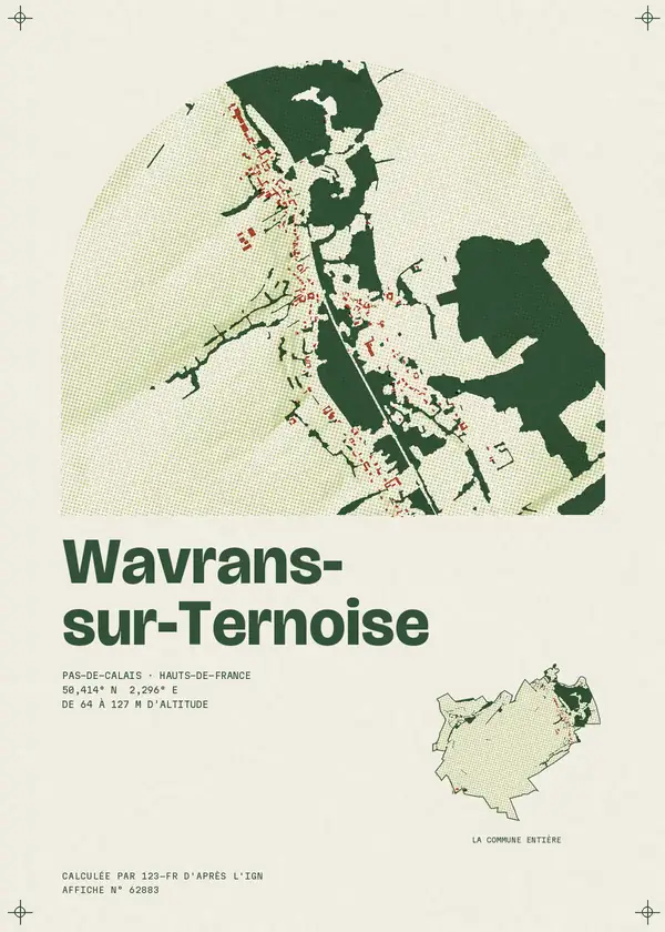 Affiche de Wavrans-sur-Ternoise, calculée par 123-fr d'après l'IGN