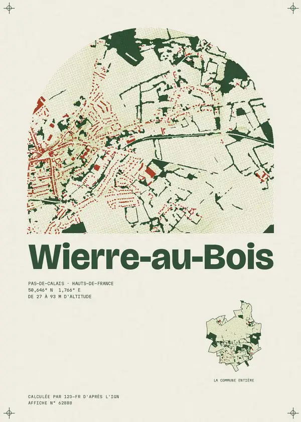 Affiche de Wierre-au-Bois, calculée par 123-fr d'après l'IGN
