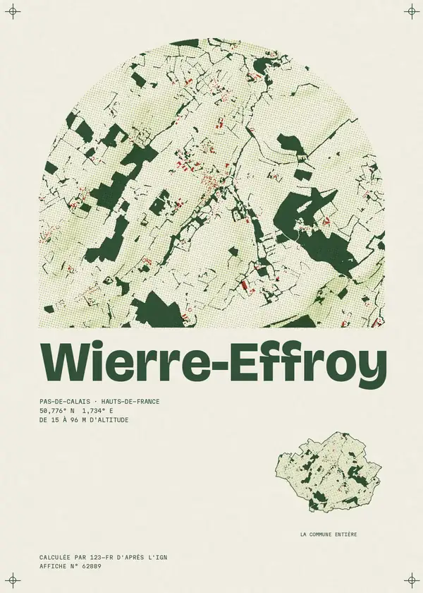 Affiche de Wierre-Effroy, calculée par 123-fr d'après l'IGN