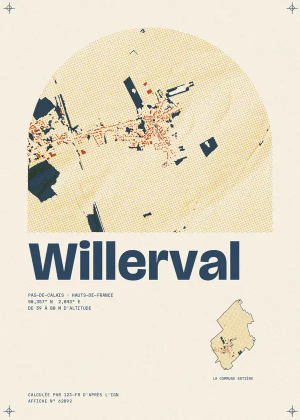 Affiche de Willerval, calculée par 123-fr d'après l'IGN