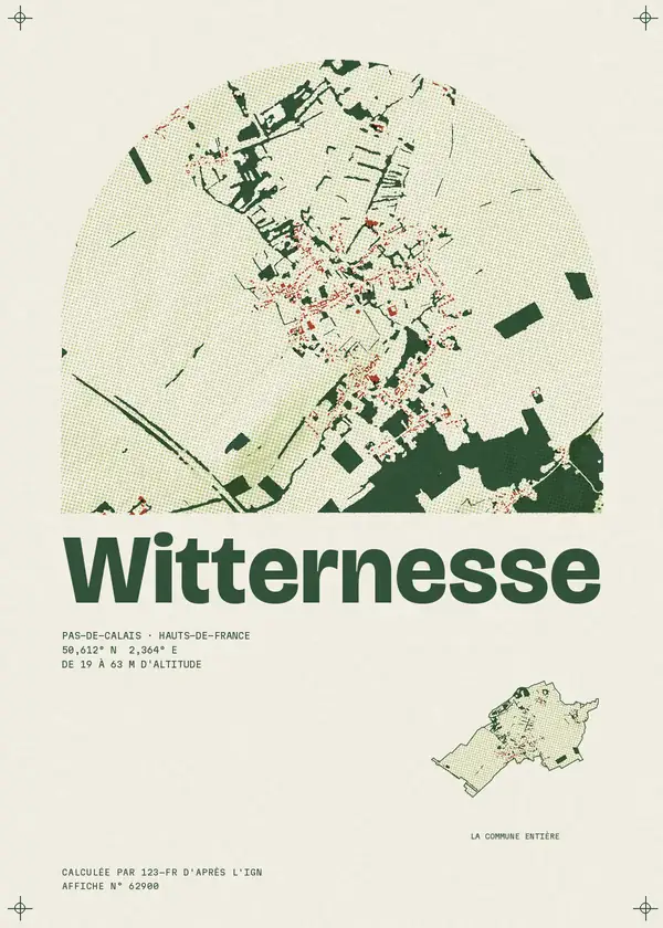 Affiche de Witternesse, calculée par 123-fr d'après l'IGN