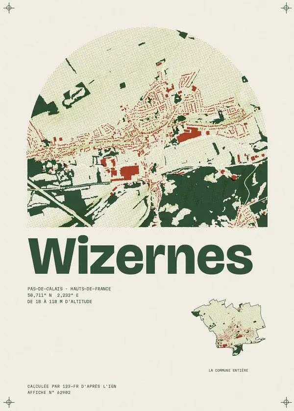 Affiche de Wizernes, calculée par 123-fr d'après l'IGN