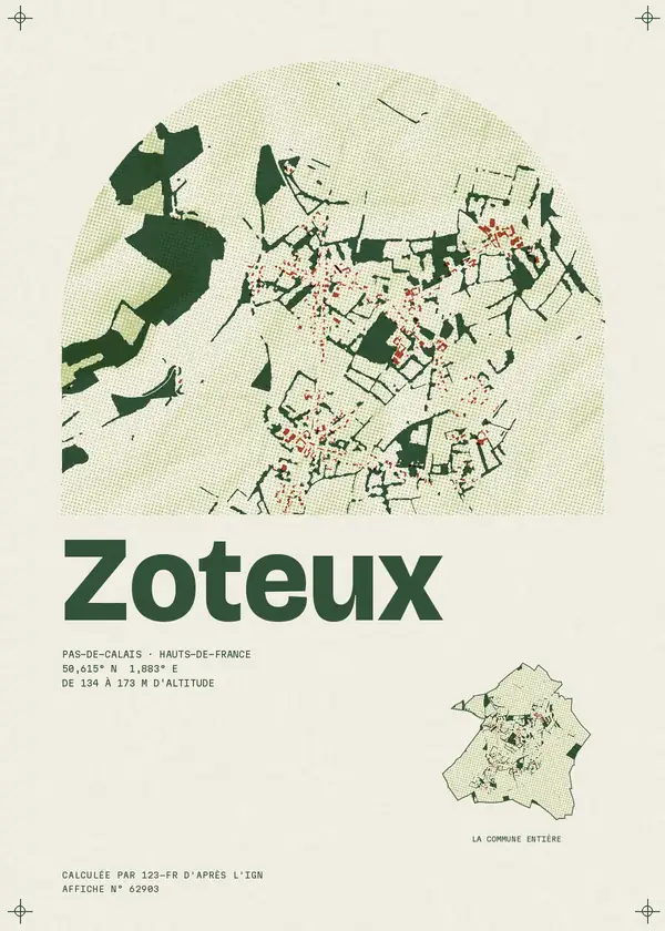 Affiche de Zoteux, calculée par 123-fr d'après l'IGN