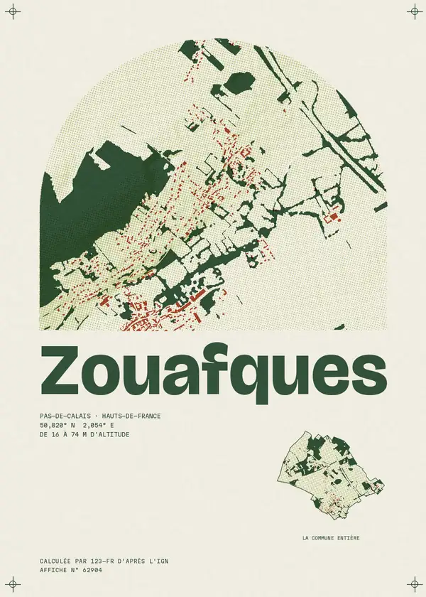 Affiche de Zouafques, calculée par 123-fr d'après l'IGN