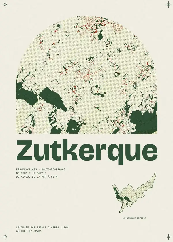 Affiche de Zutkerque, calculée par 123-fr d'après l'IGN