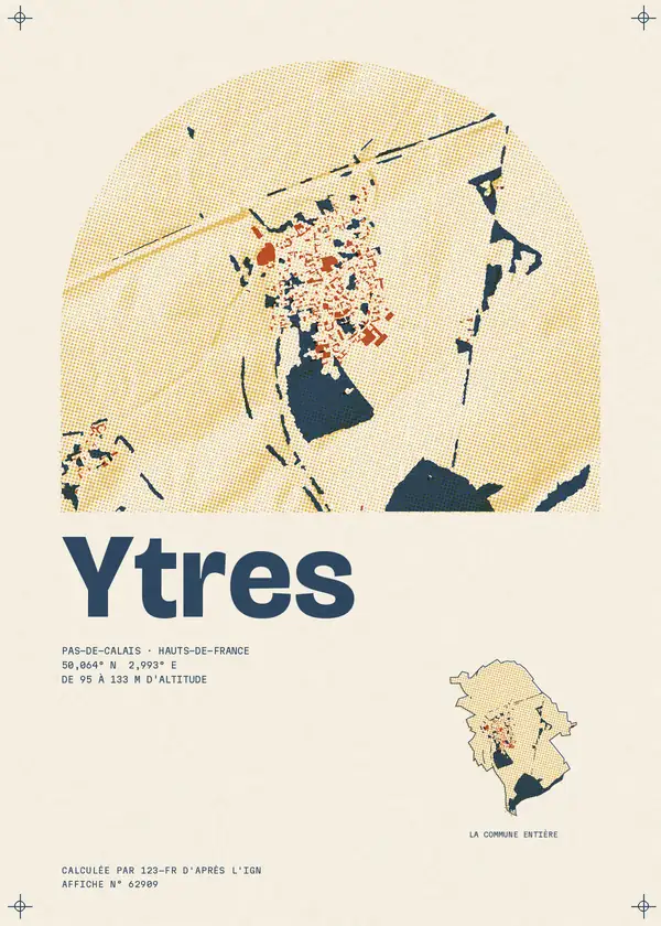 Affiche de Ytres, calculée par 123-fr d'après l'IGN