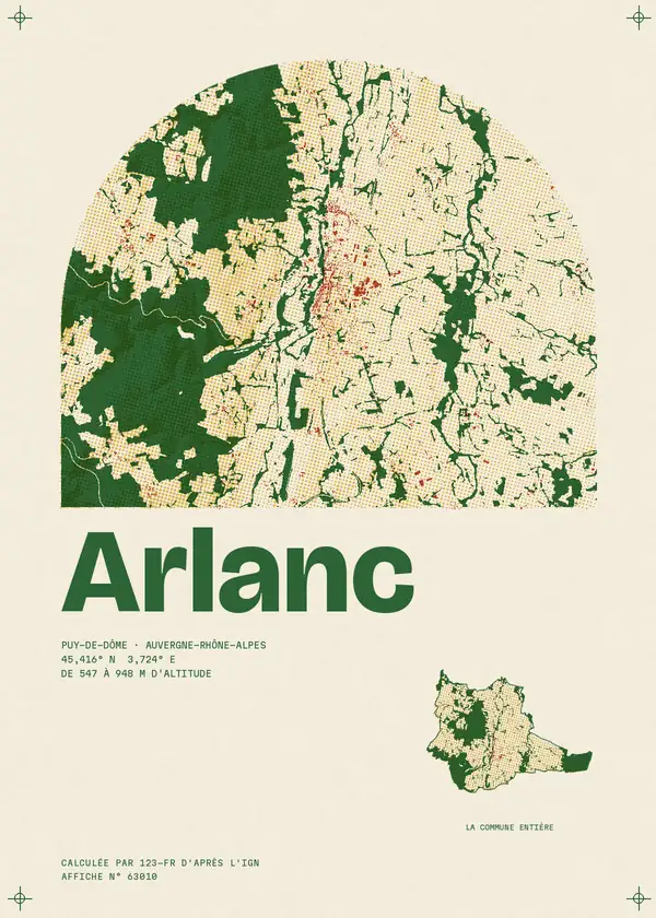 Affiche de Arlanc, calculée par 123-fr d'après l'IGN