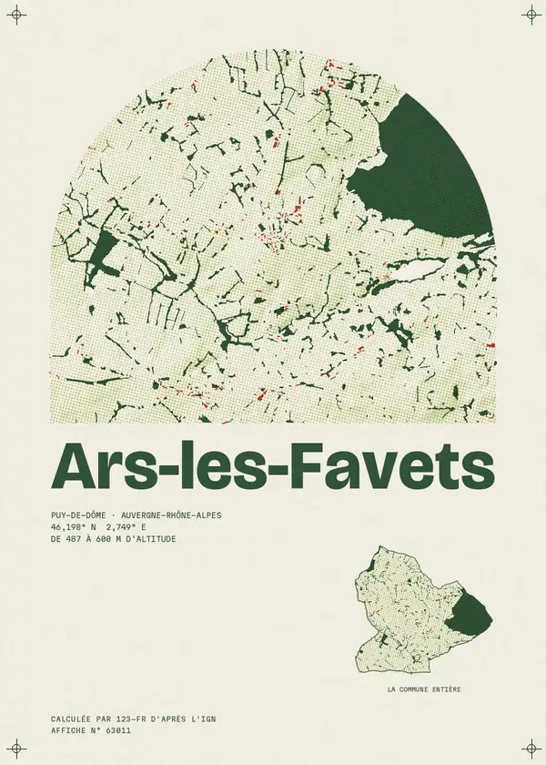 Affiche de Ars-les-Favets, calculée par 123-fr d'après l'IGN