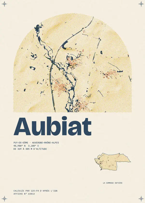 Affiche de Aubiat, calculée par 123-fr d'après l'IGN