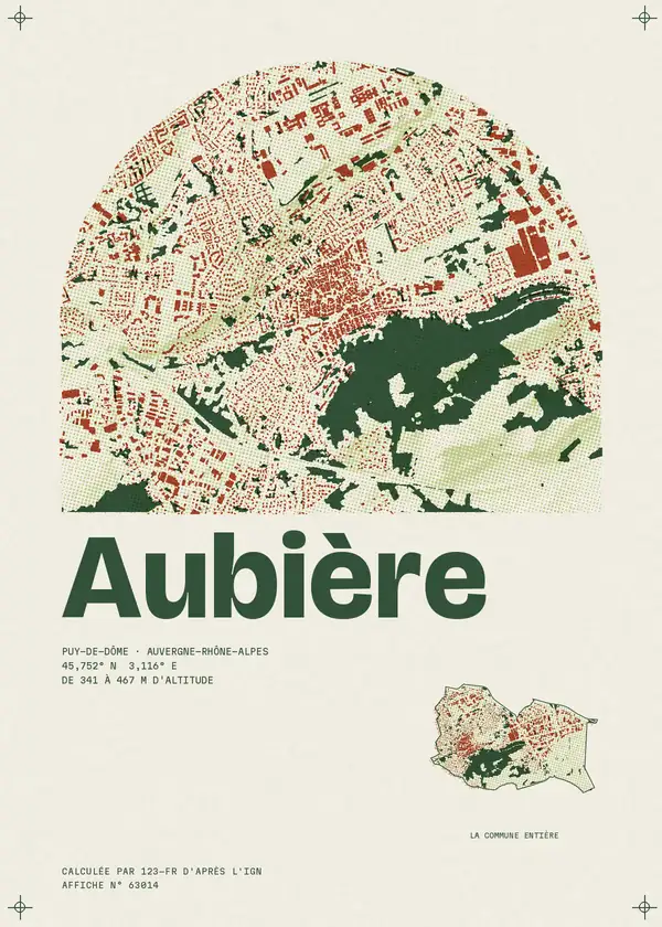 Affiche de Aubière, calculée par 123-fr d'après l'IGN