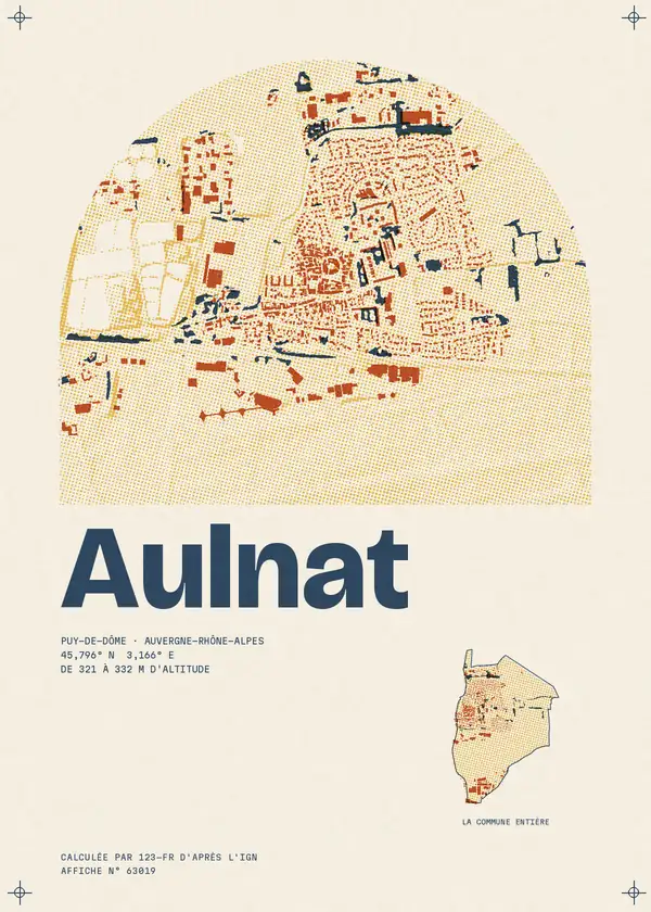 Affiche de Aulnat, calculée par 123-fr d'après l'IGN