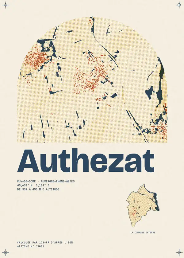 Affiche de Authezat, calculée par 123-fr d'après l'IGN