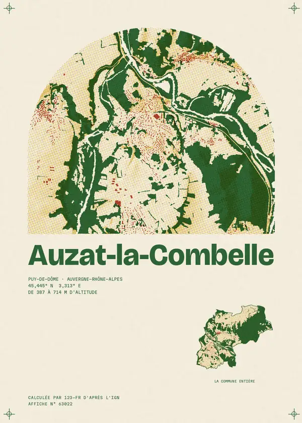 Affiche de Auzat-la-Combelle, calculée par 123-fr d'après l'IGN