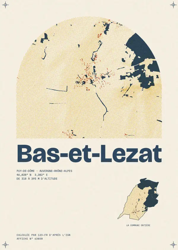 Affiche de Bas-et-Lezat, calculée par 123-fr d'après l'IGN