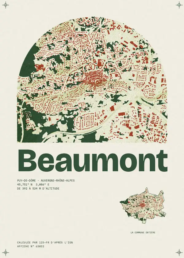 Affiche de Beaumont, calculée par 123-fr d'après l'IGN