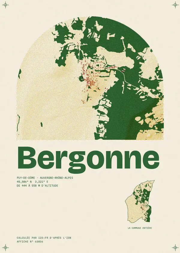 Affiche de Bergonne, calculée par 123-fr d'après l'IGN
