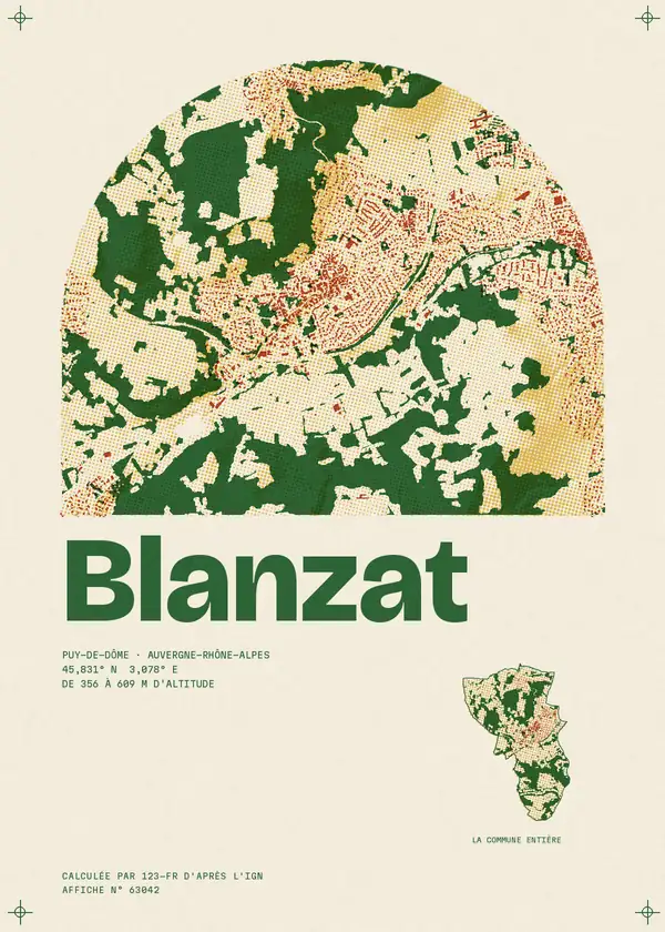 Affiche de Blanzat, calculée par 123-fr d'après l'IGN