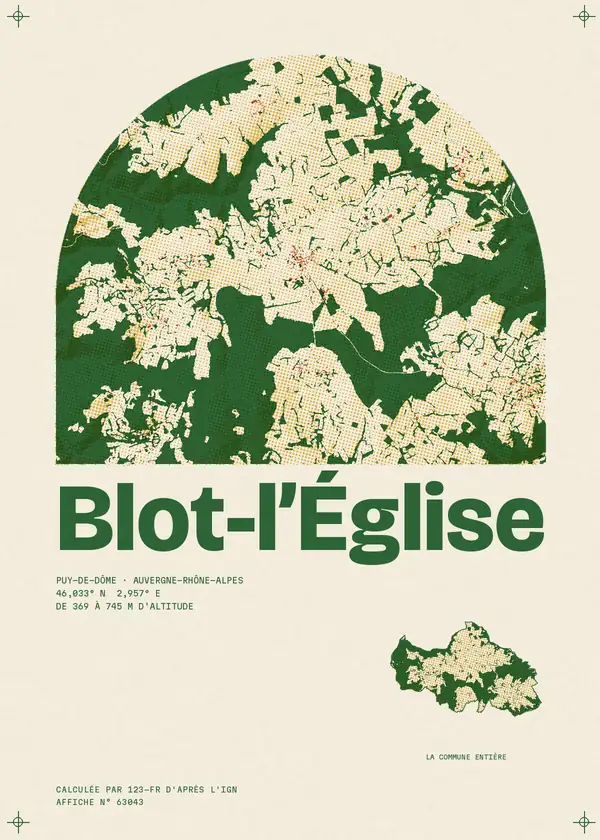 Affiche de Blot-l'Église, calculée par 123-fr d'après l'IGN