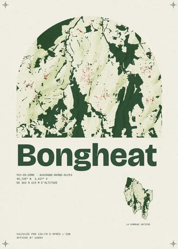Affiche de Bongheat, calculée par 123-fr d'après l'IGN